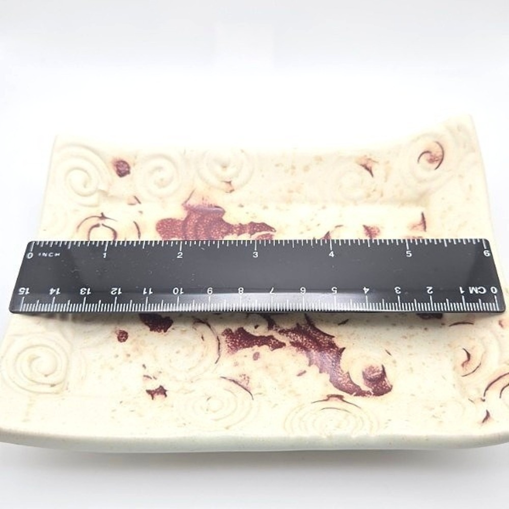 Handmade Ceramic Rectangular Dish‎ Swirl Embossed Textured Rustic Kitchen Decor - Picture 6 of 7